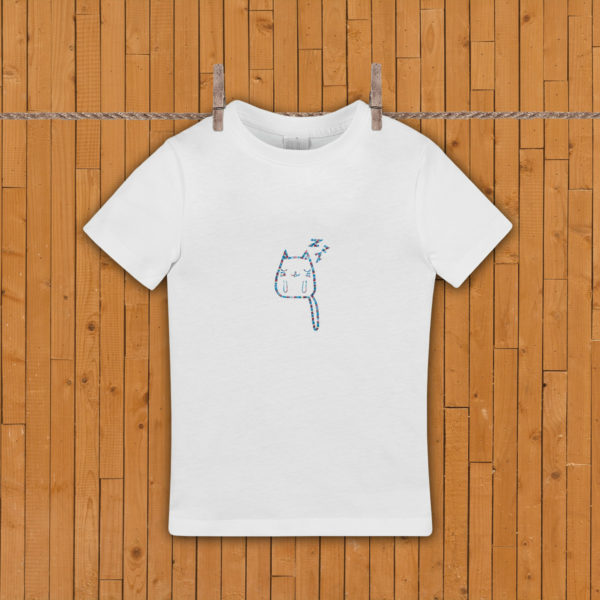 Pisica somnoroasa – tricou copii, brodat, lws 511